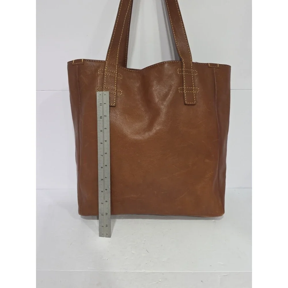 Frye Mindy Brown Leather Tote Bag XL with Pockets X6202 Casual Travel Bag